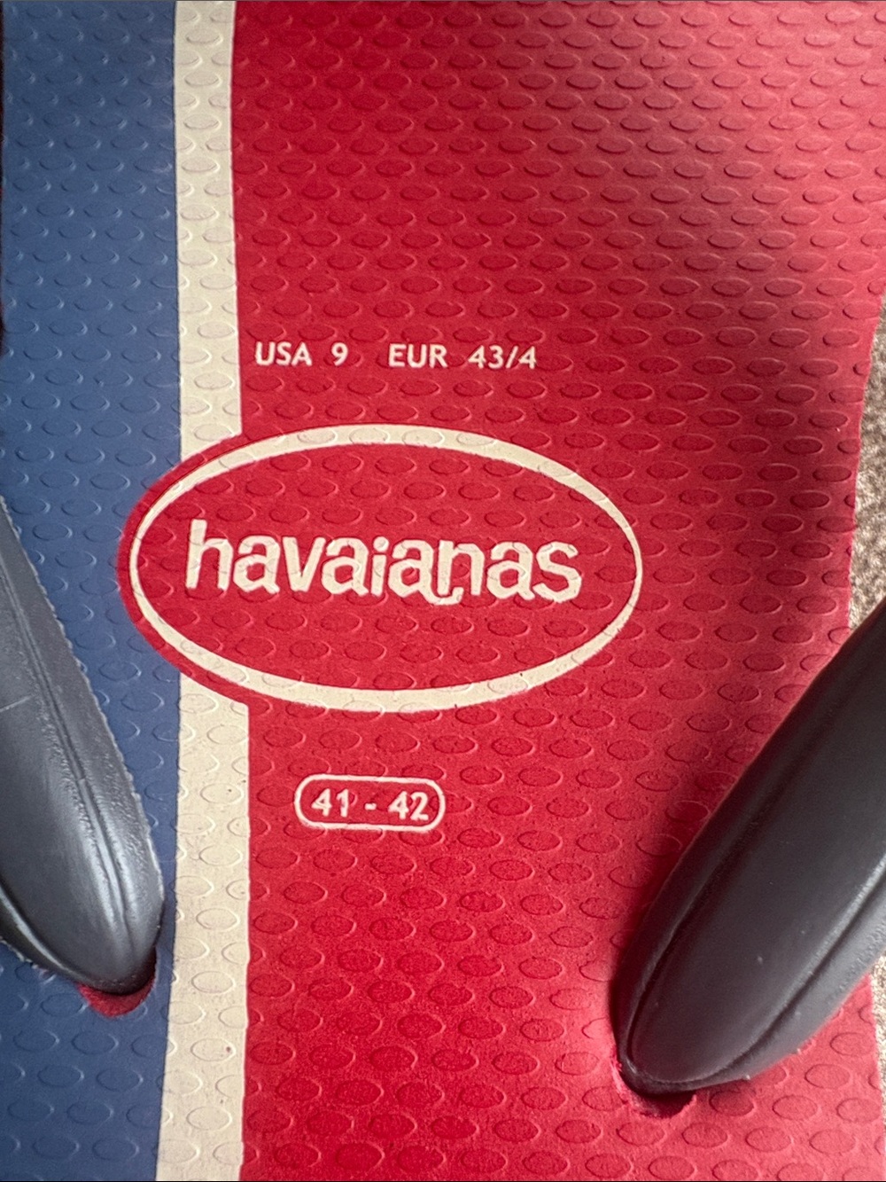 Havaianas Red Blue Cream Stripe Flip Flops - Picture 2 of 6